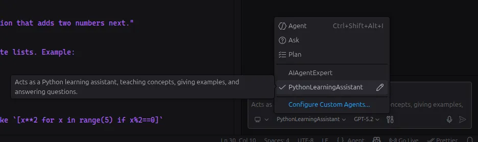 Example of a custom agent file